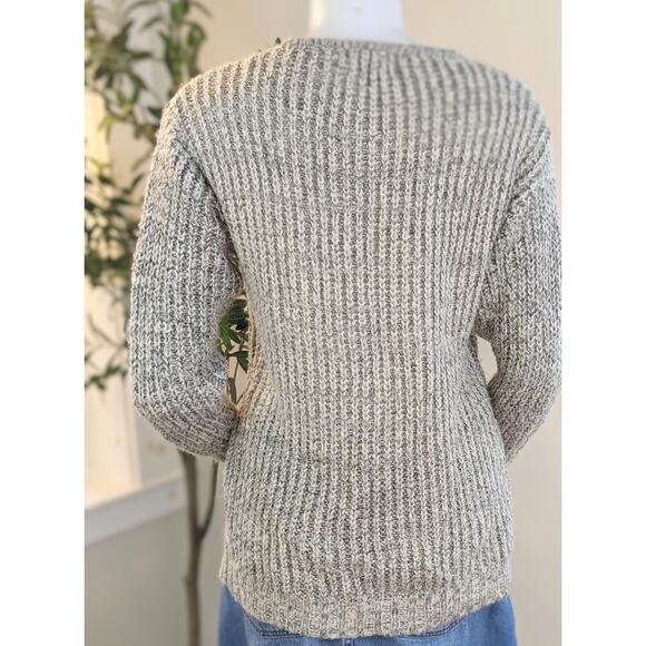 Dreamers Oversized Sweater Small Gray Chunky Fuzzy Knit V-Neck Long Sleeve Cozy - Picture 4 of 7